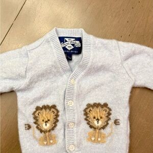 Charming Lion Cardigan for Kids - Light Blue Gray